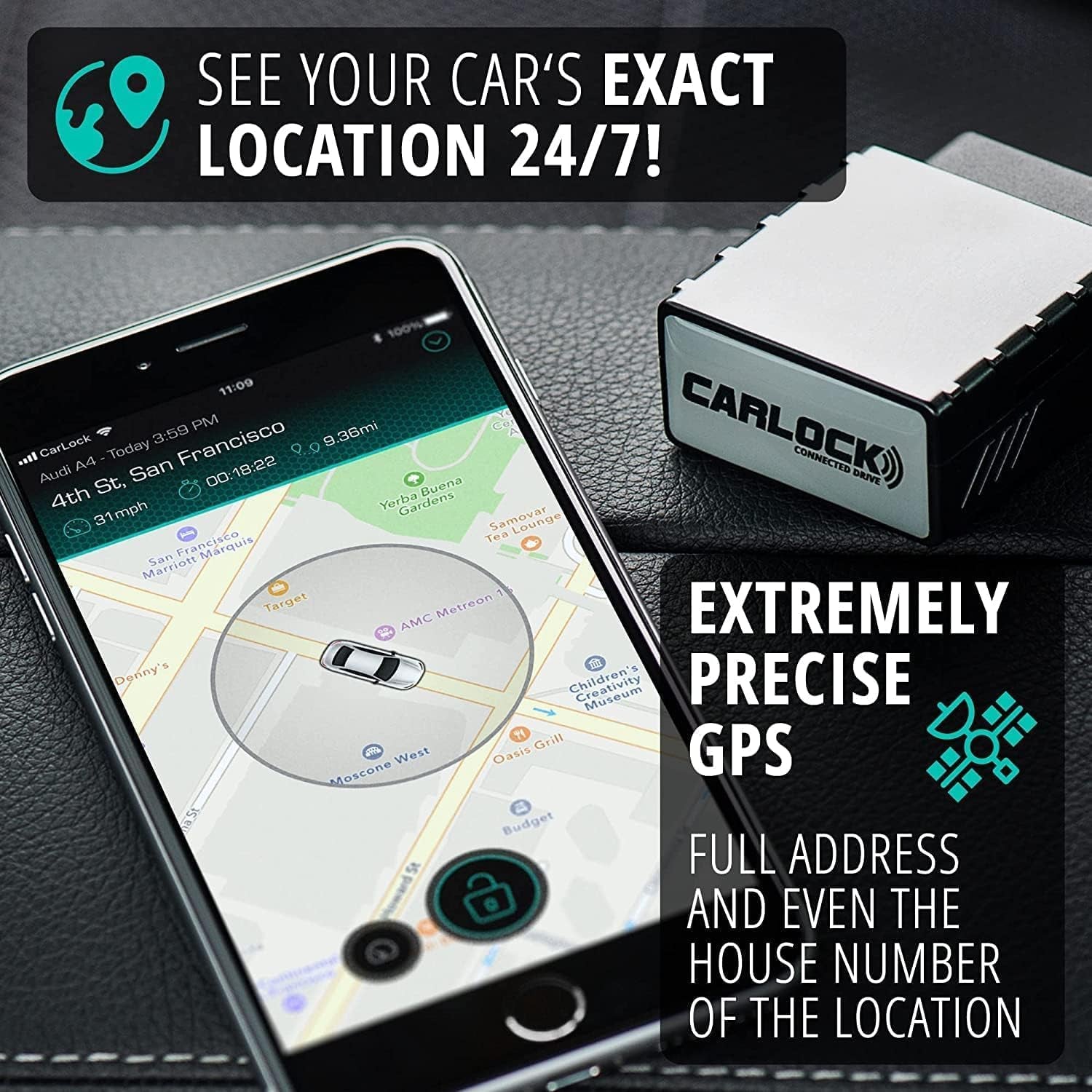 anti Theft Car Device - Real Time UK Car GPS Tracker & Car Alarm System Security - OBD & Phone App - Auto Van Vehicles Tracking & Instant Alert of Suspicious Behavior