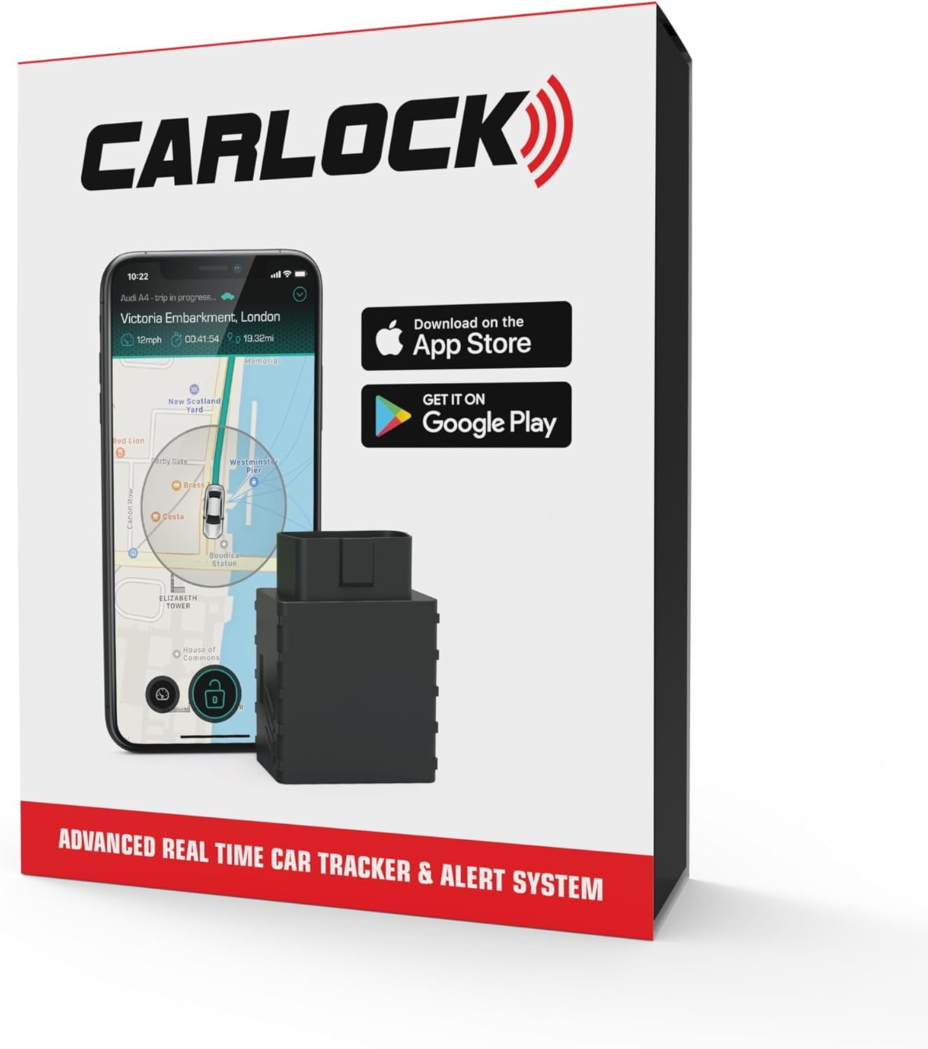 anti Theft Car Device - Real Time UK Car GPS Tracker & Car Alarm System Security - OBD & Phone App - Auto Van Vehicles Tracking & Instant Alert of Suspicious Behavior