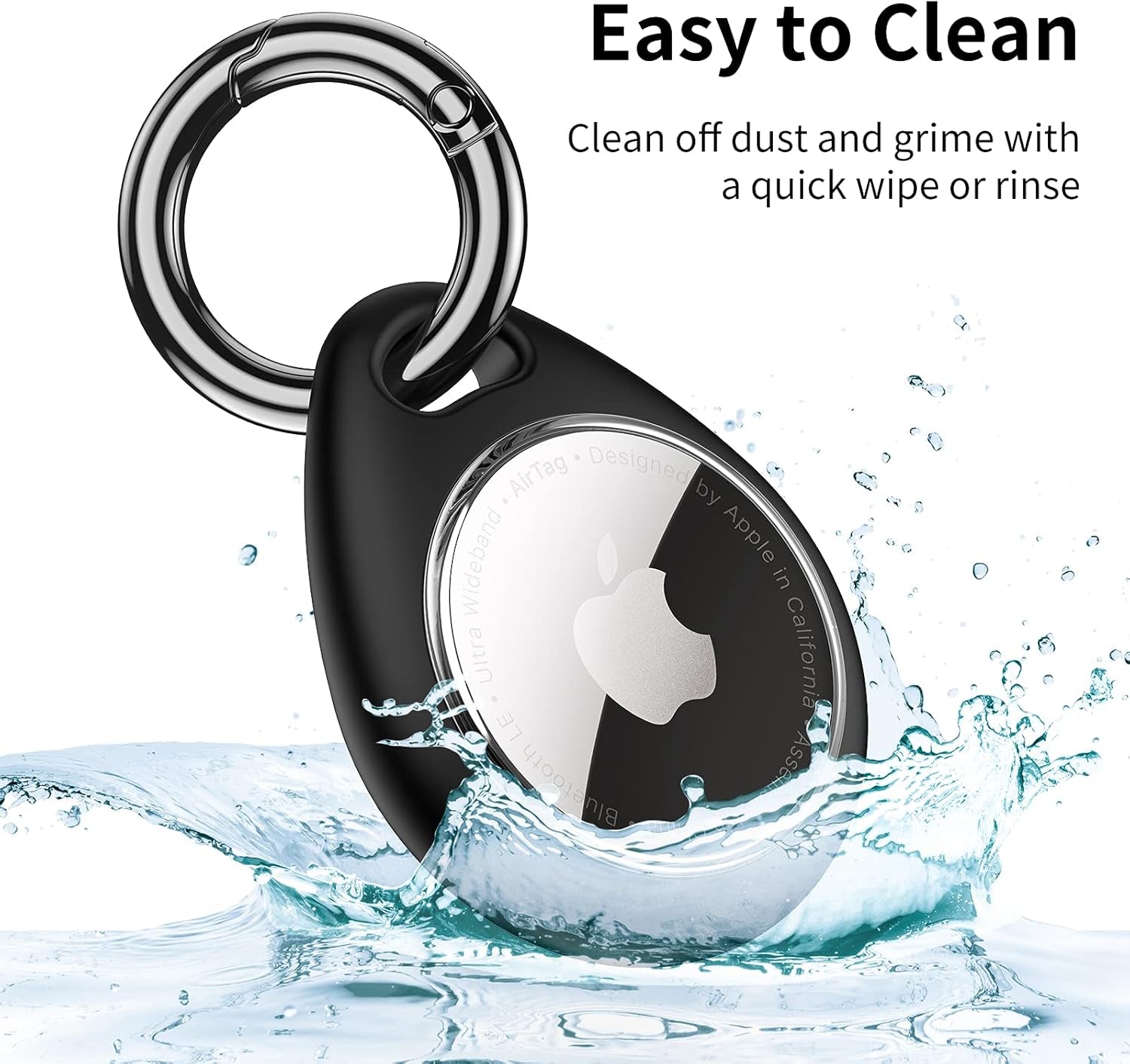 360° Protective Case for Airtag, [4-Pack] Airtags Keyring Holder, Scratch-Resistant, Lock Design, Keychain for Airtag, TPU Full Cover Case for Key, Bag, Luggage, Pet Collar (Black & Blue)