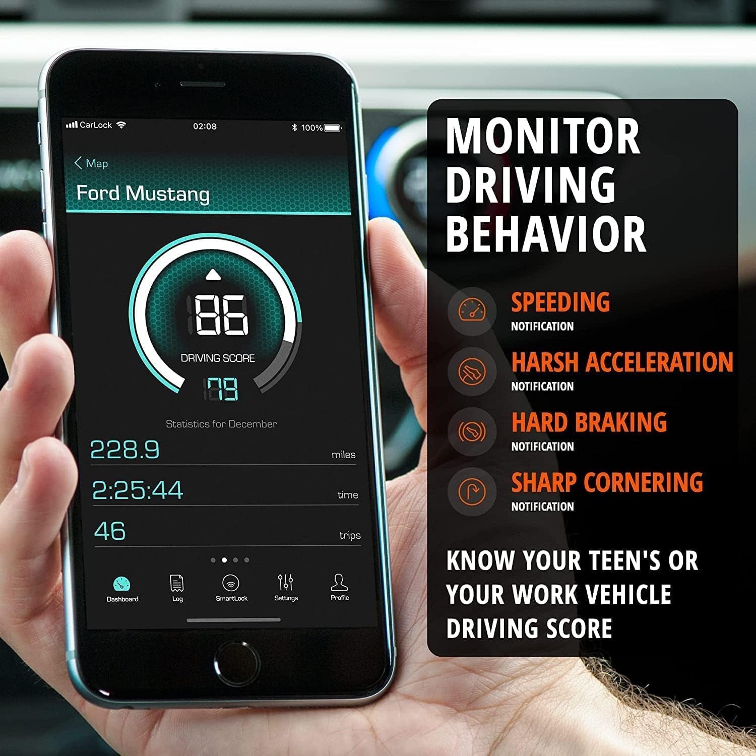 anti Theft Car Device - Real Time UK Car GPS Tracker & Car Alarm System Security - OBD & Phone App - Auto Van Vehicles Tracking & Instant Alert of Suspicious Behavior