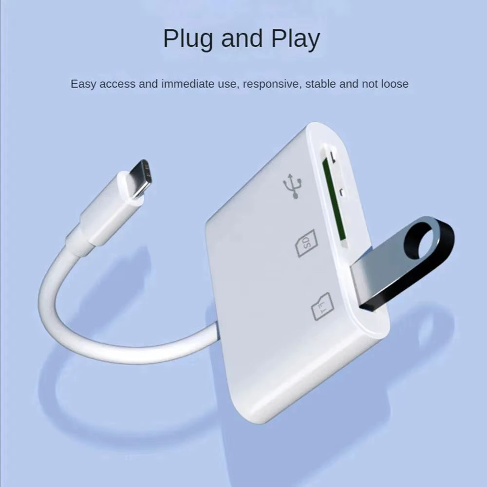 3 in 1 Adapter Type-C, Tf, Cf, Sd, Memory Card Reader, Recorder, Compact Flash Usb-C, Pro, Huawei, Macbook